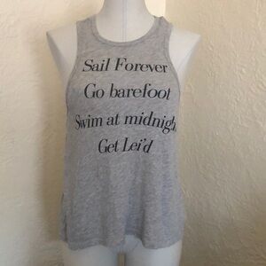 Wildfox Sail Swim Barefoot Get Lei’d Gray Black Trapeze Tank Top